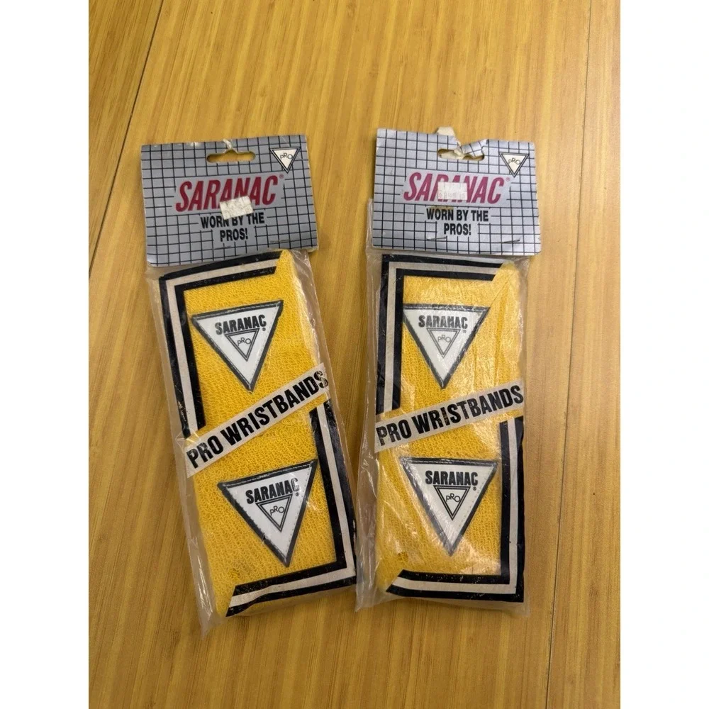 Lot Of 2 VINTAGE SARANAC PRO WRISTBANDS Yellow BRAND NEW SEALED